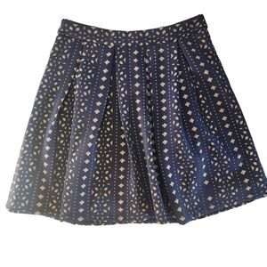 BLUE RAIN eyelet gold blue navy pleated skirt M Mini